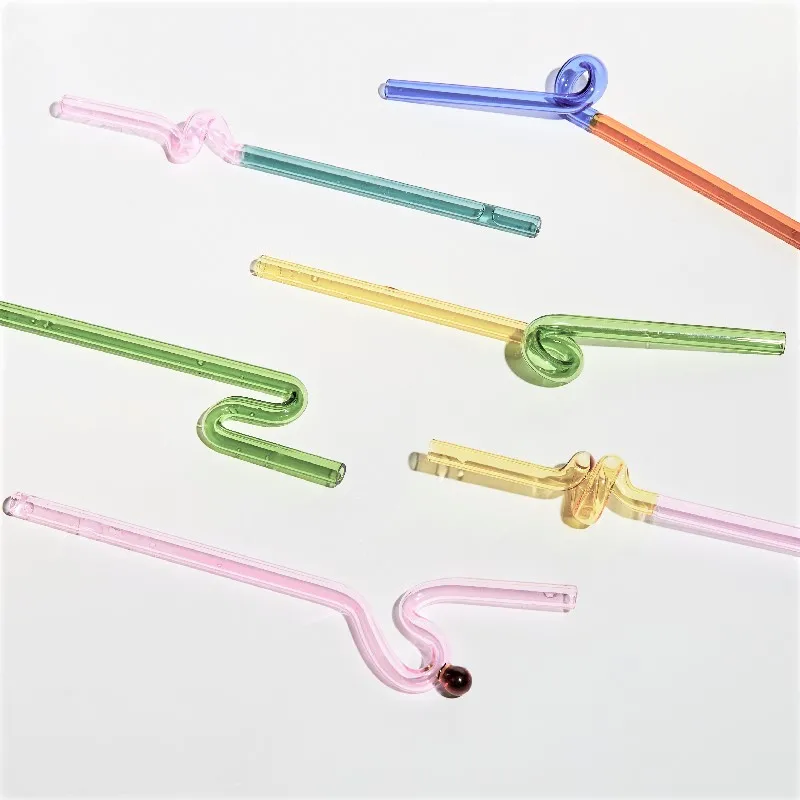 Reusable Straws Grazy Artistry Glass  Twist  Heat Resistant  Straw Tea Long Stem  Staw Drinking Milk