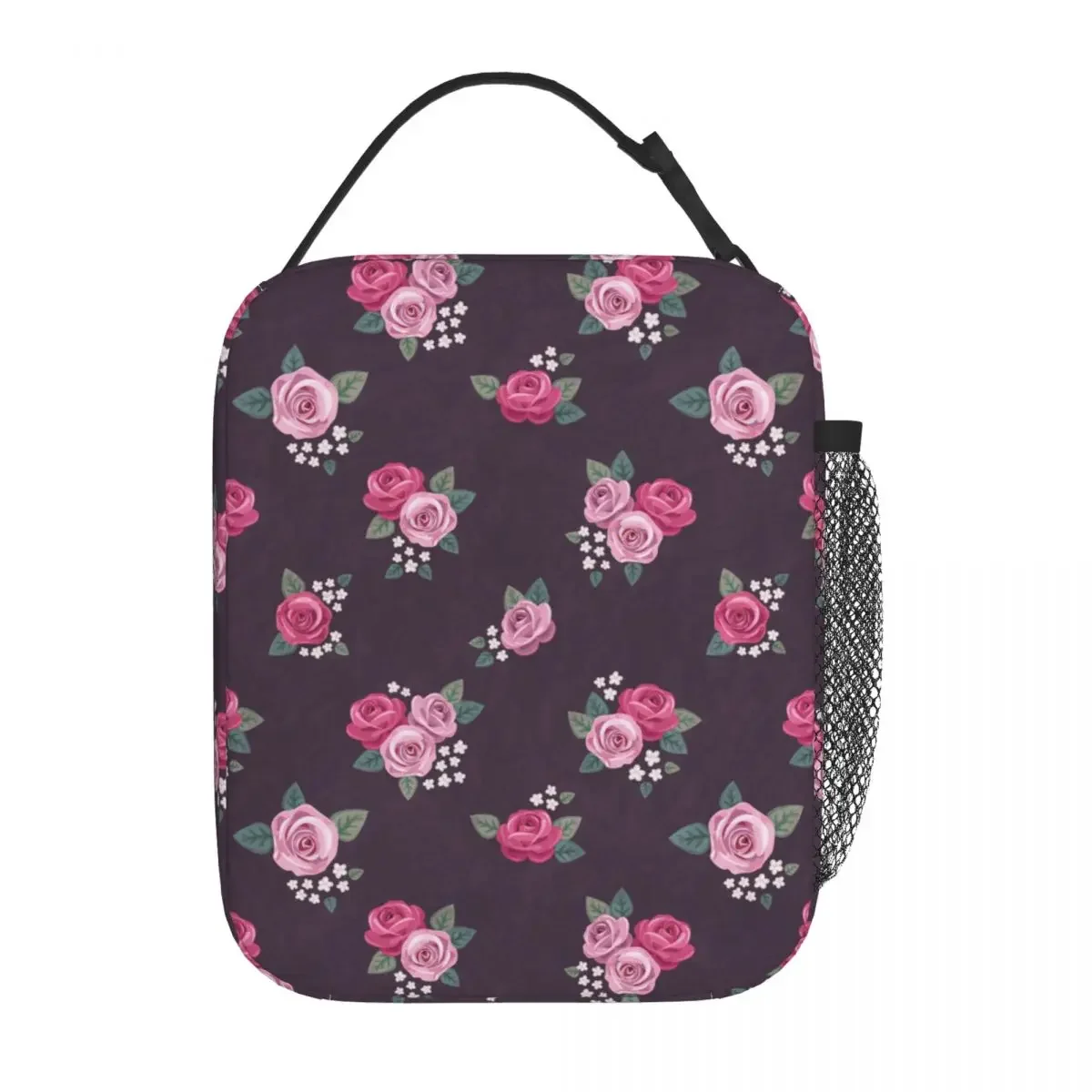 Roses Pattern Lunch Bag For Men Floral Vintage Lunch Box Picnic Convenient Thermal Tote Handbags Oxford Print Cooler Bag