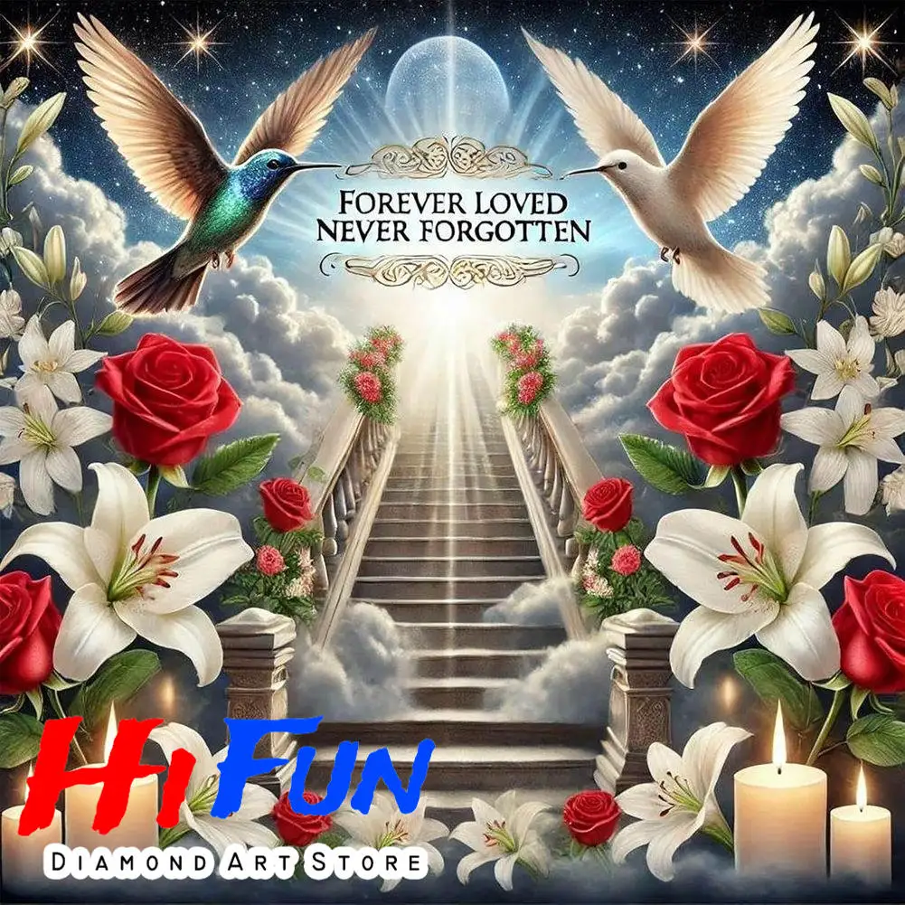 

Forever Loved Never Forgotten Wall Art Diamond Painting in Loving Memory Picture Full DIY Diamond Mosaic Cross Stitch Kit Art