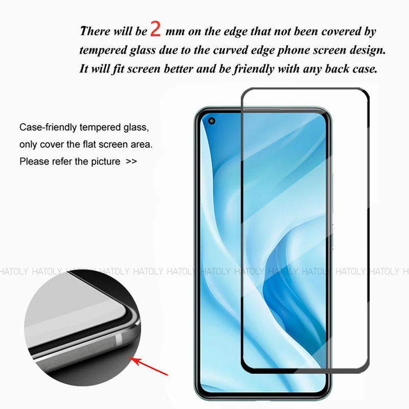 2/4PCS Tempered Glass For Xiaomi Mi 11 Lite Screen Protector Xiaomi Mi 11 Lite 4G 5G Full Glue Cover Protective Phone Glass Film