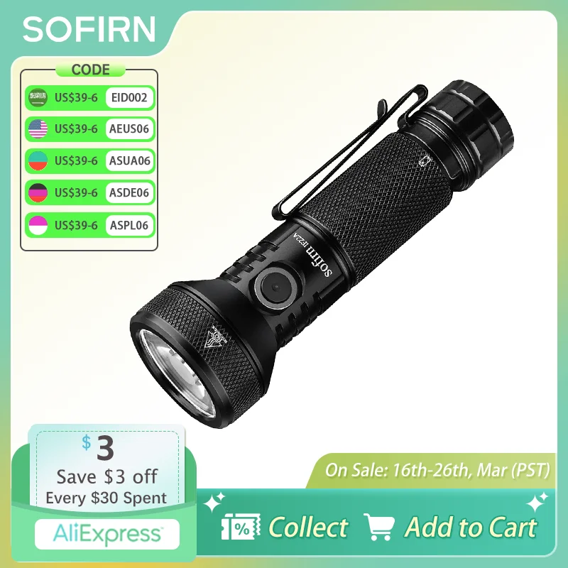 Sofirn IF22A  21700 USB C Rechargeable Powerful LED Flashlight SFT40 2100lm 680M Throw Reverse Charging Torch