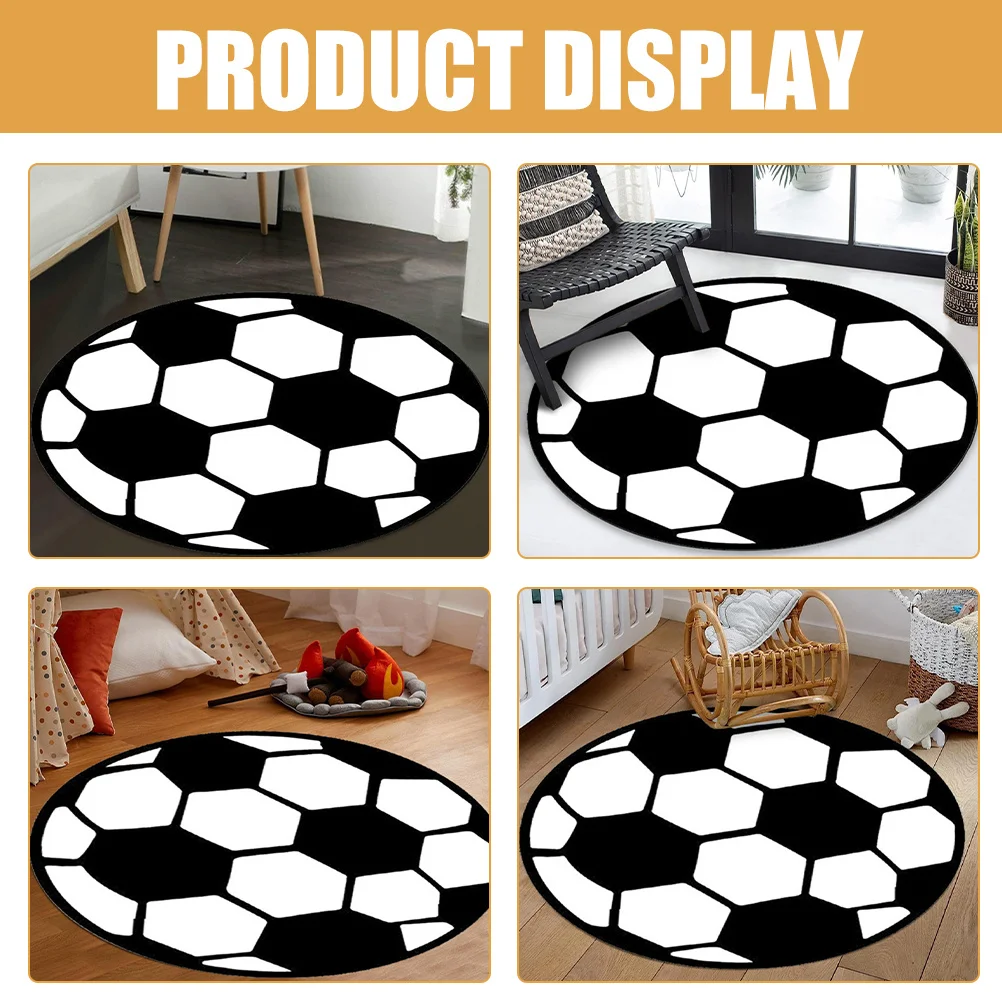 

Round Football Carpet Soft Cushion Floor Rug Non-Slip Chair Mat Protective Floor Mat for Bedroom Living Room Decorative Room Rug