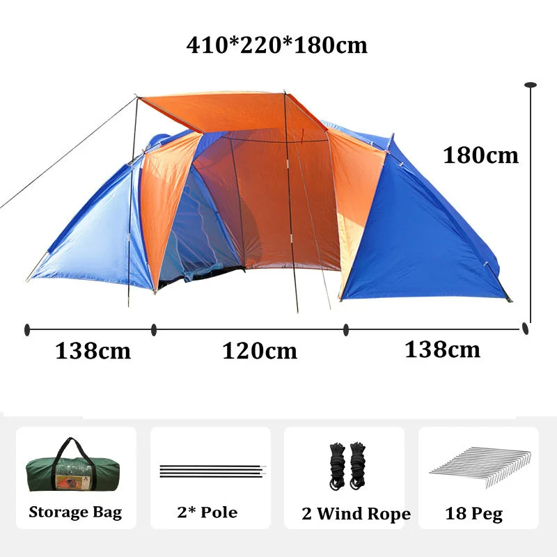 

Tents for Family Camping 5-8 Person Two Room UV Protection Sunshade Large Awning Sun Shelter Single-layer Outdoor Hiking Tent