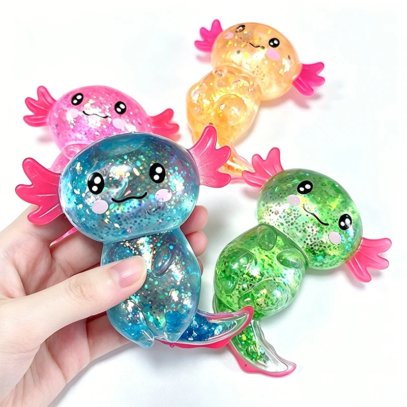 Glitzer-Maltose Axolotl Squishy Quetschspielzeug Niedliches Spaßiges Angstlösendes Salamander Langsam Zurückfederndes Stressball Fidget-Spielzeug