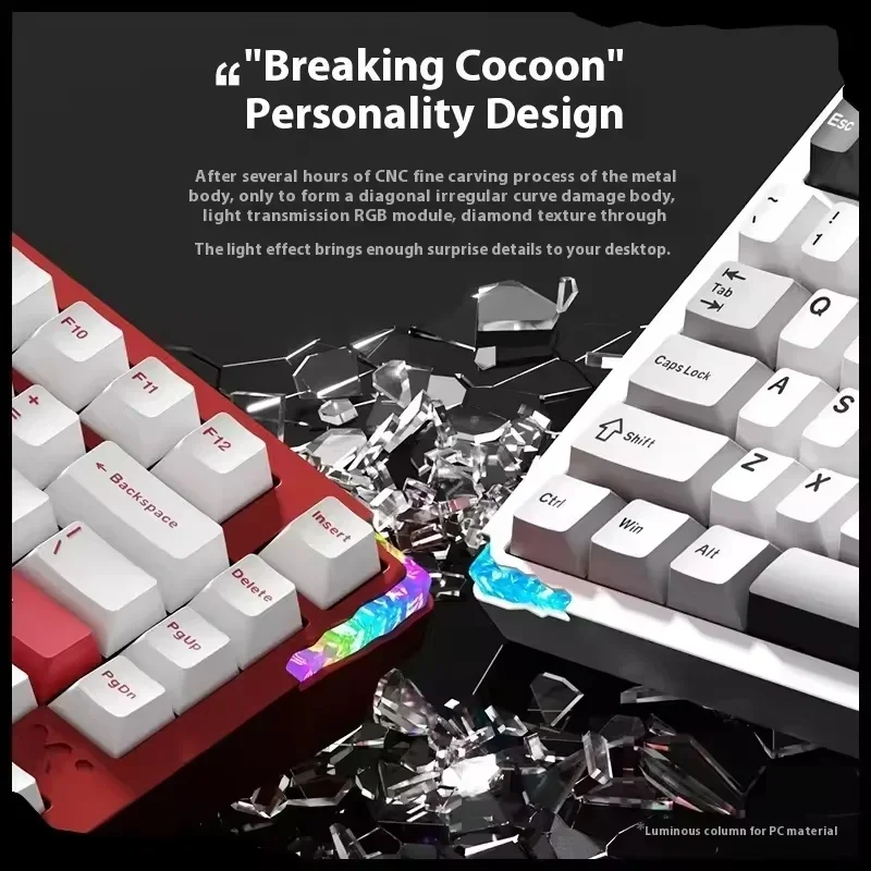 75 Klawiatura mechaniczna E-sportowa QMK VIA Bezprzewodowa klawiatura gamingowa z trzema trybami Bluetooth ze stopu aluminium