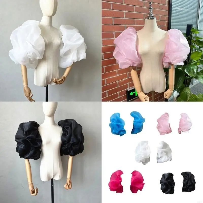 通気性パフスリーブアームウェア装飾袖アクセサリー用花嫁ドレス腕カバー夜のイベントフォーマルドレス