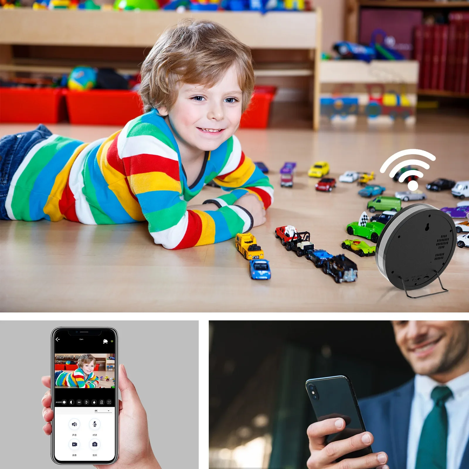 Мини-настольные часы HD-камера Беспроводные электронные часы DV Радионяня Дистанционный светодиодный ночник Часы Безопасность PTZ-камера мониторинга