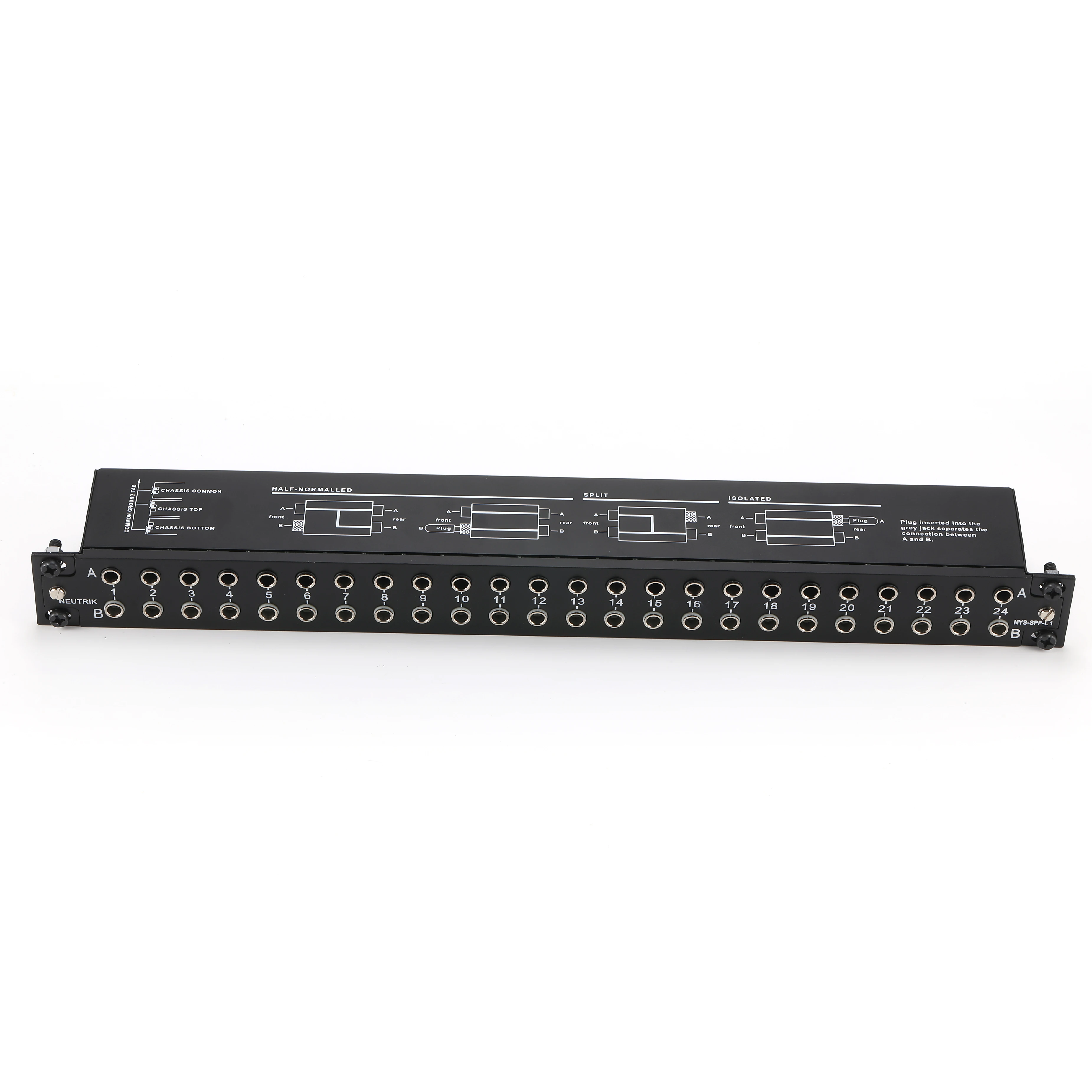 Neutrik Jack 1/4 \'\'modułowy Panel krosowy do 19\'\' 1U Rack Mount NYS-SPP-L1 sygnału analogowego AES/EBU PCB zrównoważony 24 kanały Patch Bay