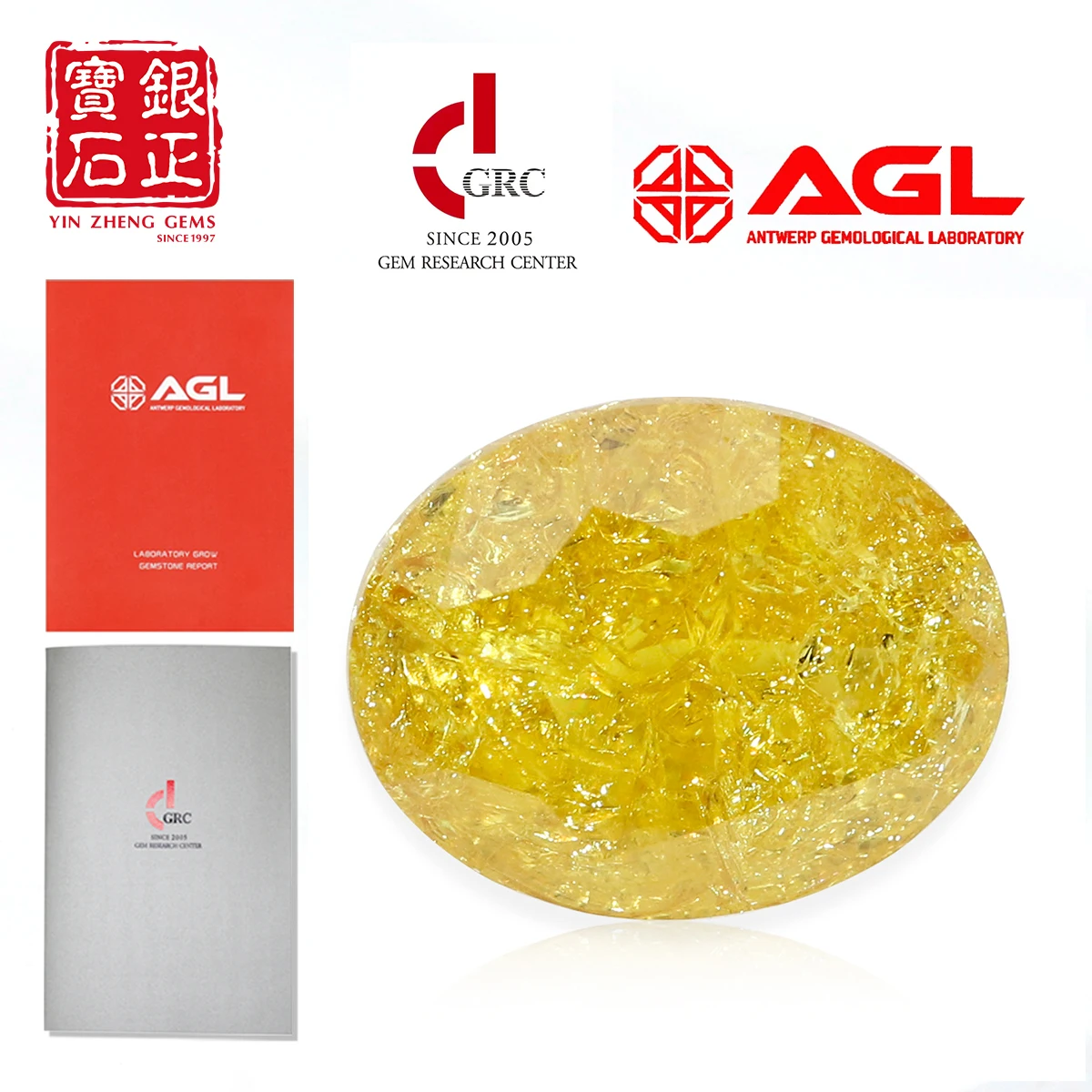 

YinZheng Customized Oval Cut Fine Jewelry Lab Grown Crushed Ice Yellow Sapphire Can Provide AGL Certificate Cultivate Sapphire