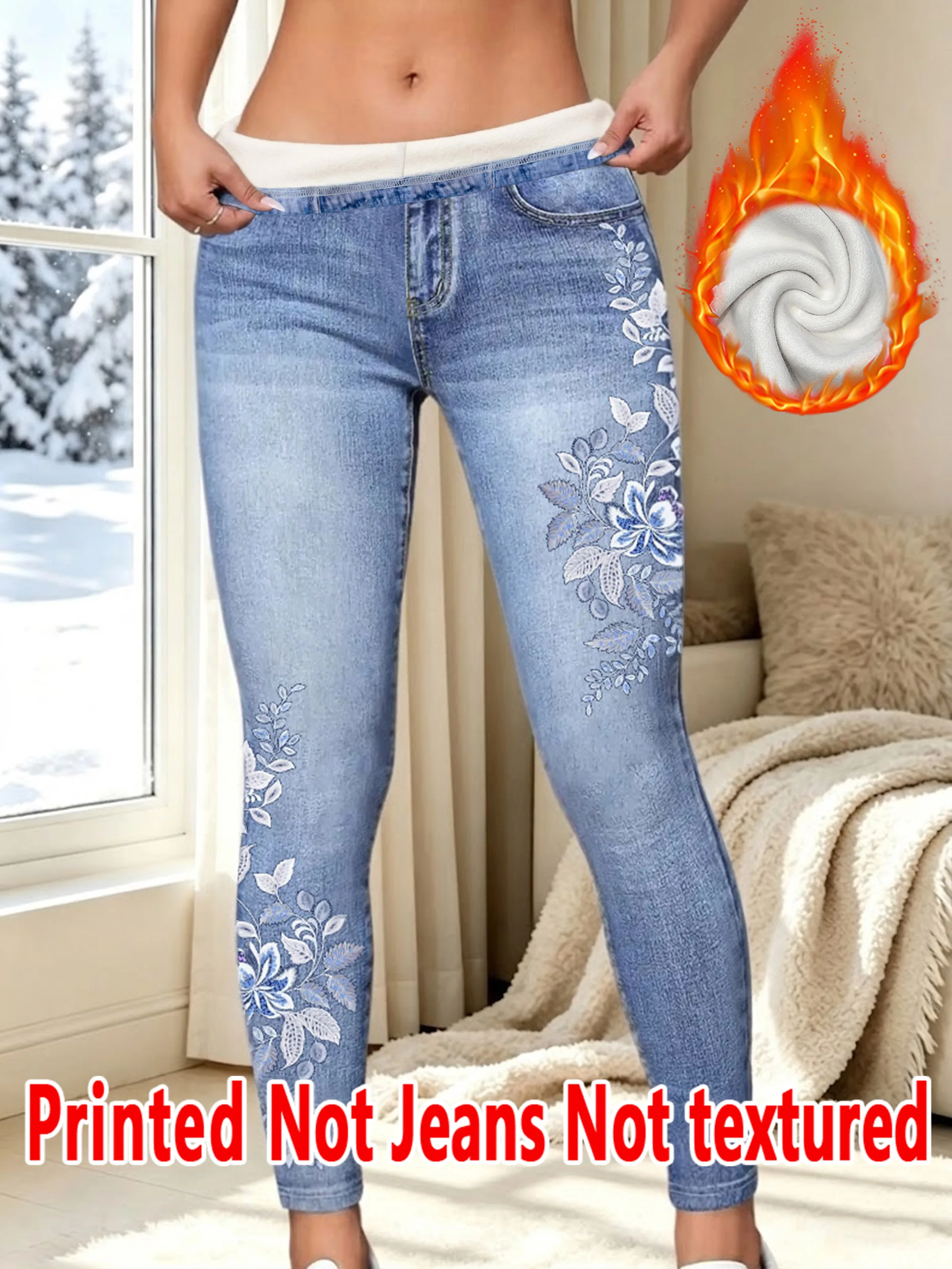 1585Women's Fleece Lined Winter Tight Pants Nine-Foot Thermal Base Layer Trousers Cold Resistant Warm Autumn Winter Style