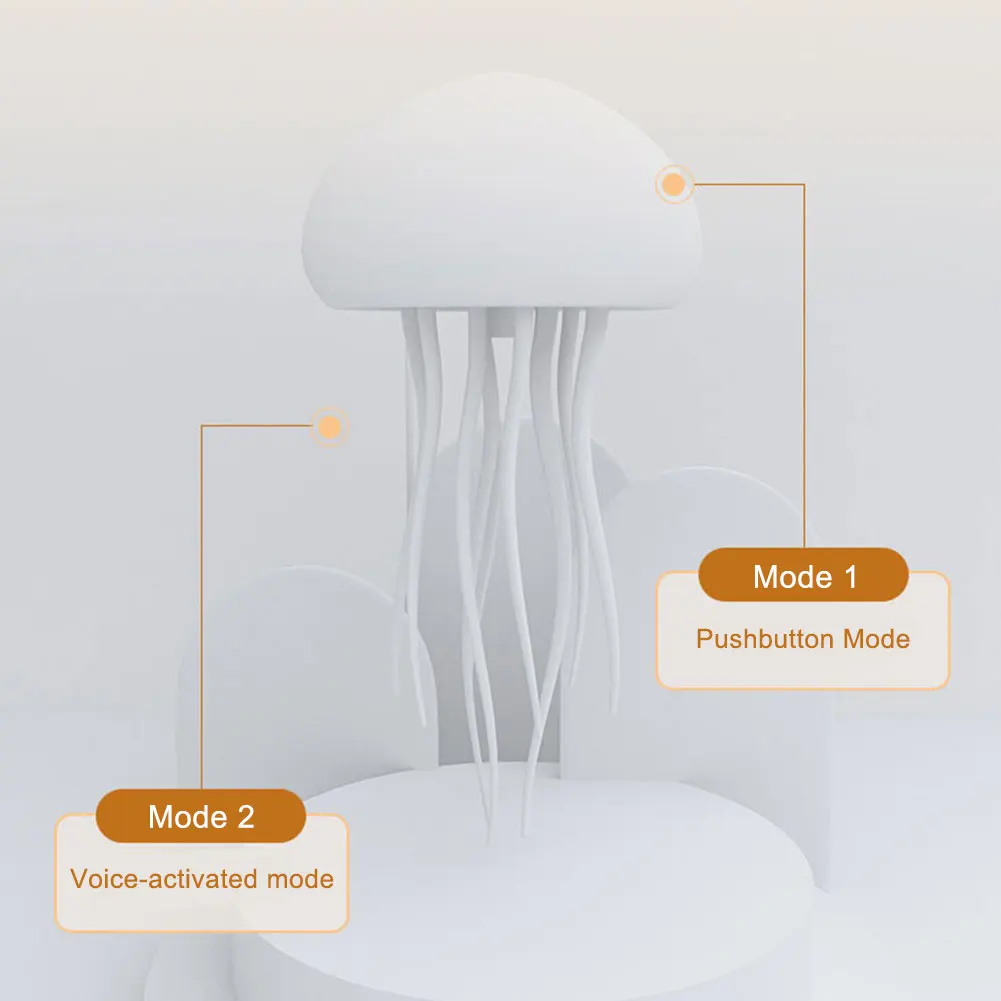 Atmosphere Jellyfish Night Light RGB Gradient Cute Jellyfish Bedside Lamp Voice Control Type-C Charging LED Bedroom Night Lamp