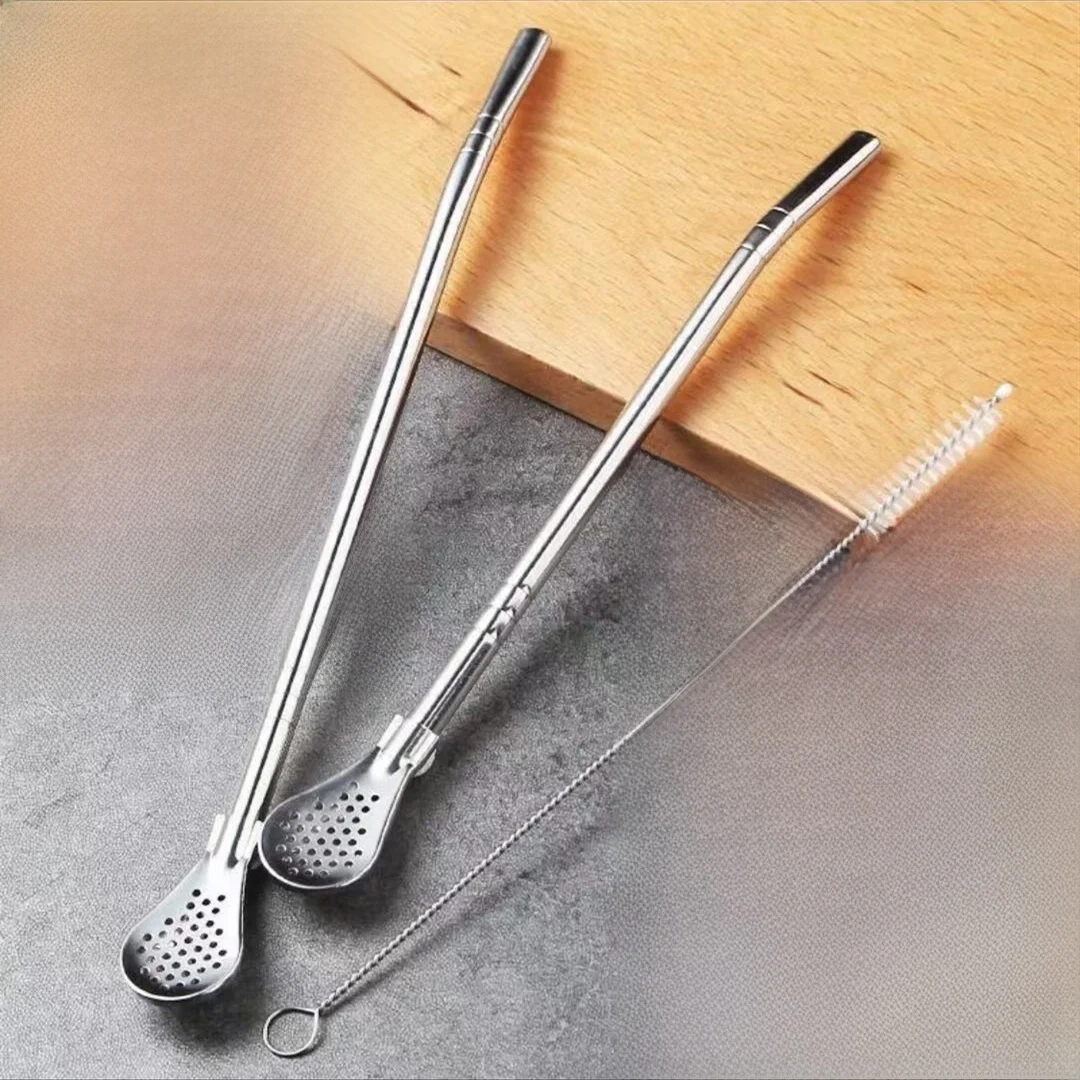 Cuchara de Acero Inoxidable Extensible, Cuchara para Remover Café, Colador de Té, Cuchara para Bebidas Calientes, Cuchara para Agua, Dos en Uno