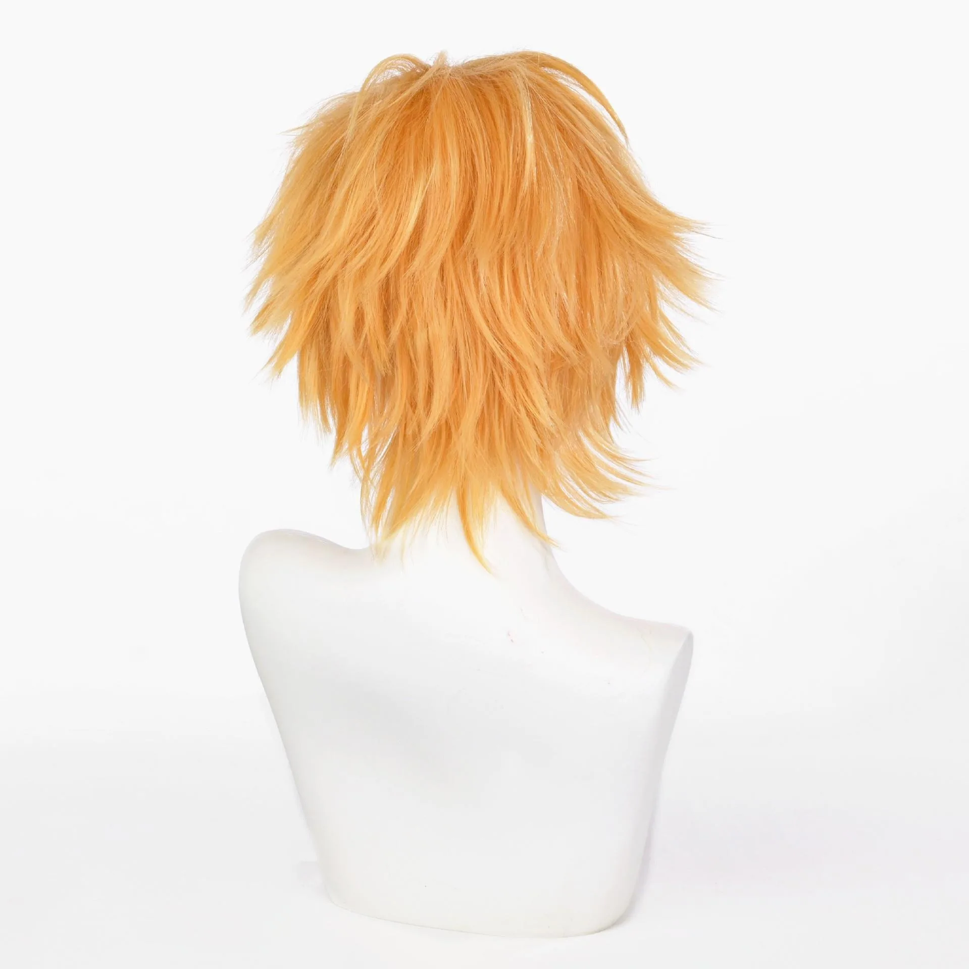 AiQi Animation COS Male Denji Wig Chainsaw Man Cosplay Golden Yellow Short Curly Wig Cap