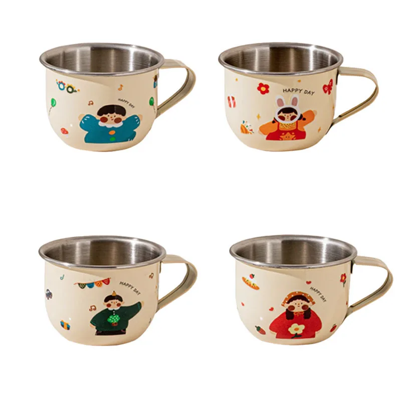 316 Stainless Steel Children's Water Cup, Baby Sippy Cup, Kindergarten Milk Cup, Home Use Anti-slip, Open Mouth Training Version