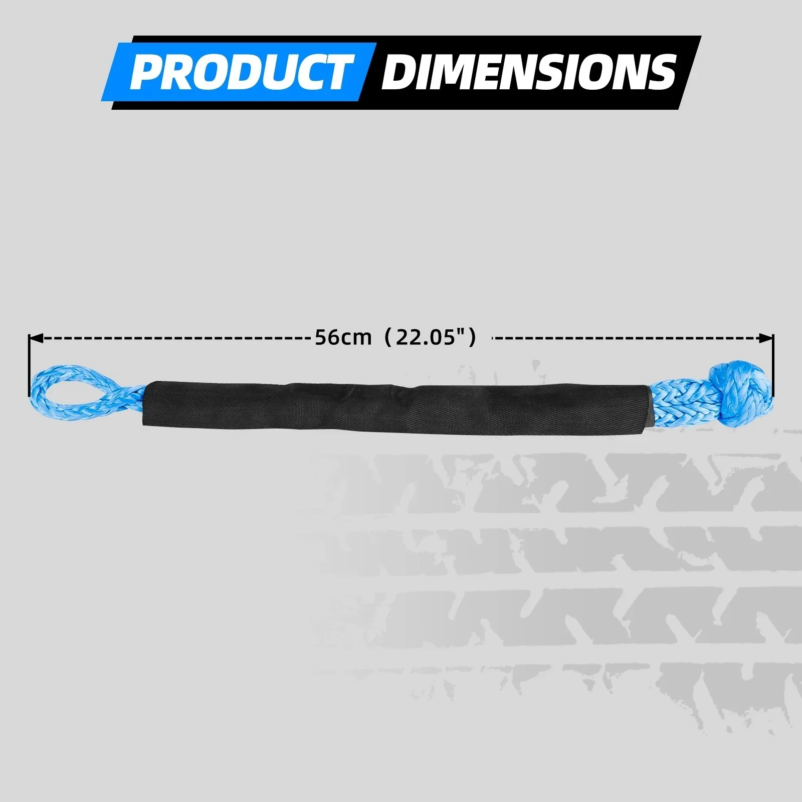 For Jeep Truck SUV Towrope 41000lbs Heavy Duty Soft Shackle Synthetic Rope Offroad 4X4 Tow Shackle Strap with Protective Sleeve