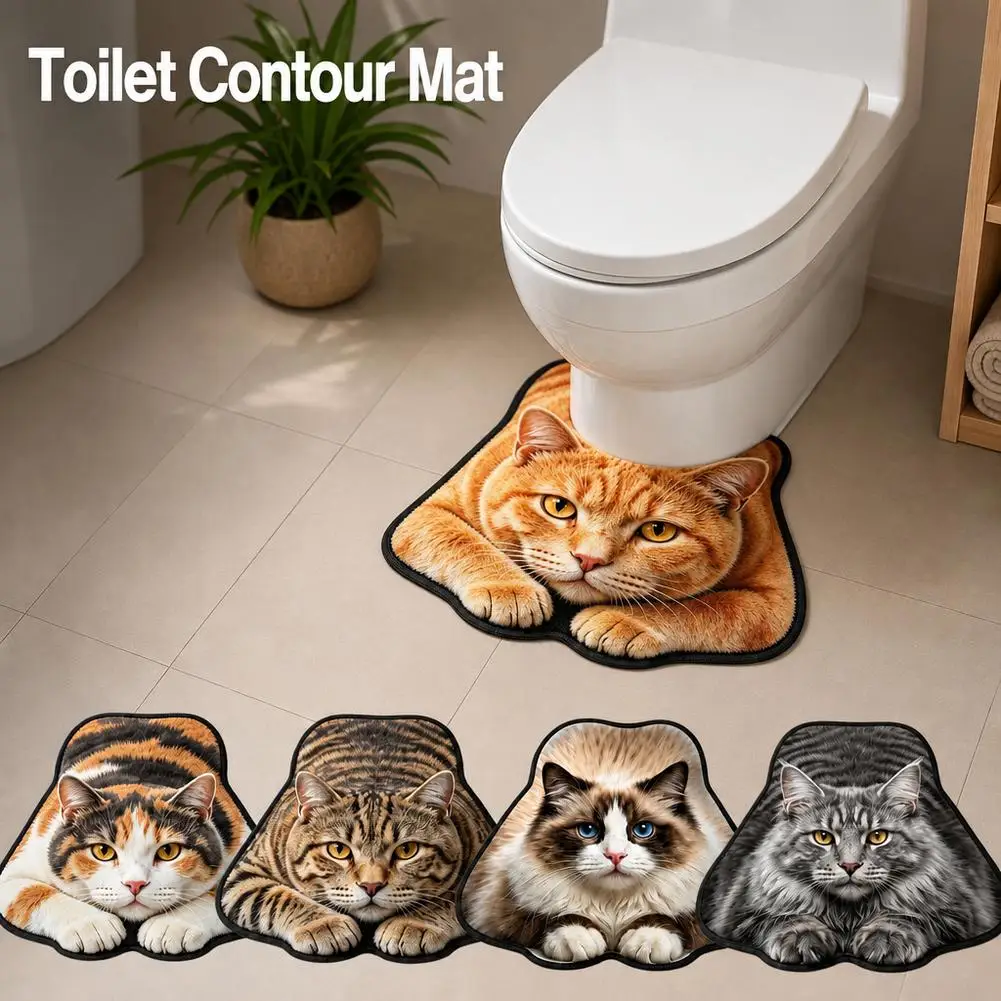 Cute Cat Shaped Floor Mat Cute Animal Print Non Slip Irregular Entrance Bedroom Decor Rug
