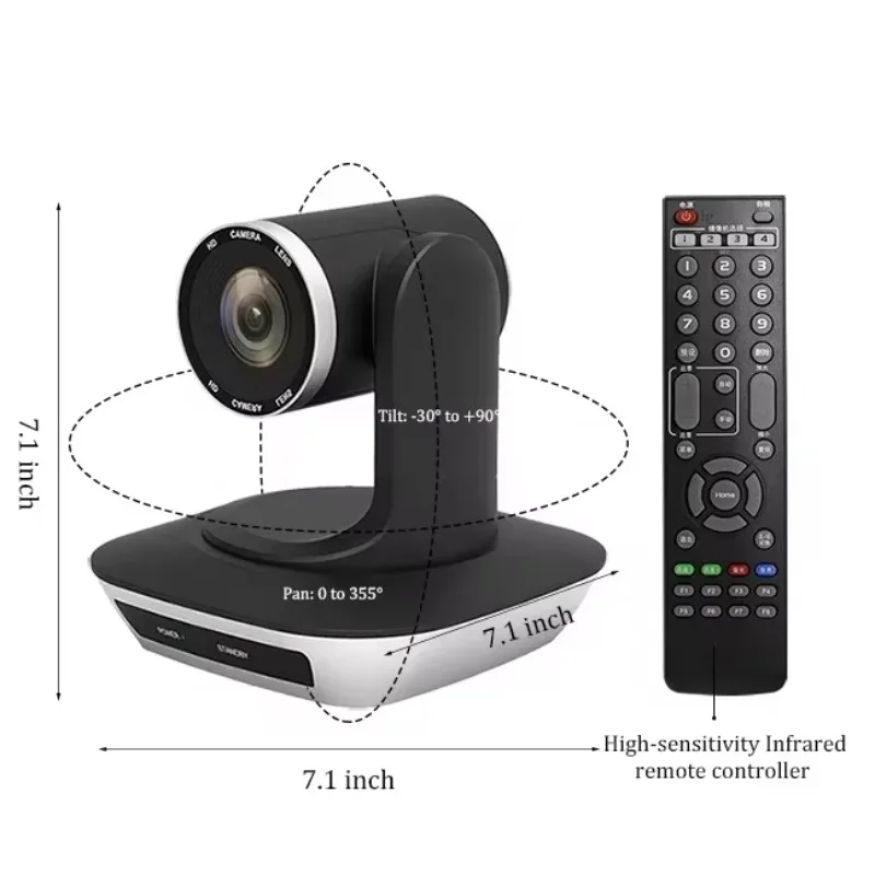 Runpu V1080 Prime Lens 120 Wide Angle 1080P USB PTZ Video Conference Camera  for Small Business Meeting Room (100-400sqft)