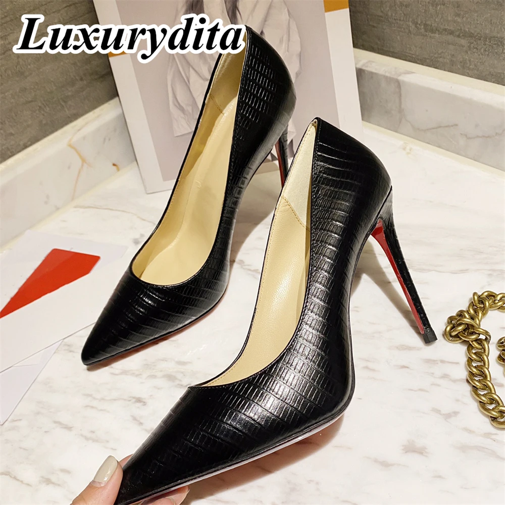 Top Quality Womens High Heels 0-12cm Luxury Fashion Ladies Sandals Designer Classic Red Heel Real Leather sole Mules Shoes 2195