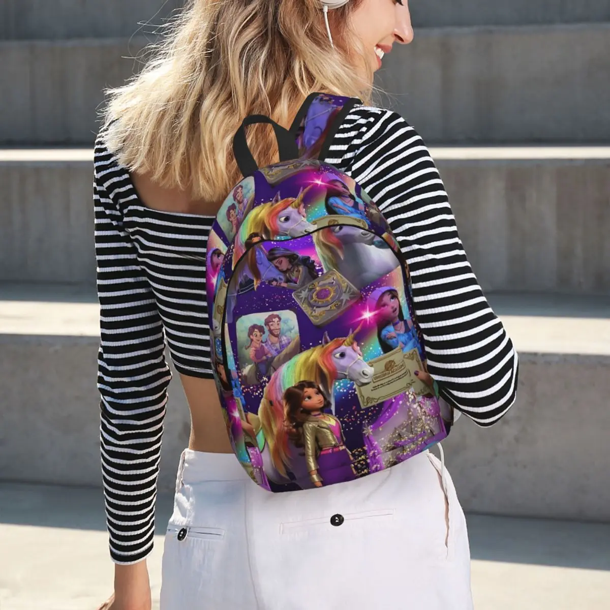 Unicorn Academy Animation Girls Backpack Daypack Large Capacity Kids BookBag School Bag Shoulder Bags for Men Women