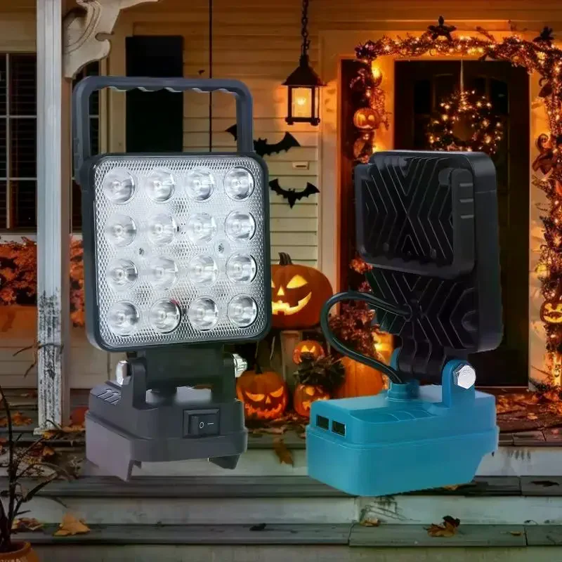 14 واط مصباح التخييم إضاءة الطوارئ مع المزدوج USB بطارية ليثيوم أيون فانوس مصباح يدوي خارجي 4 بوصة LED ضوء العمل