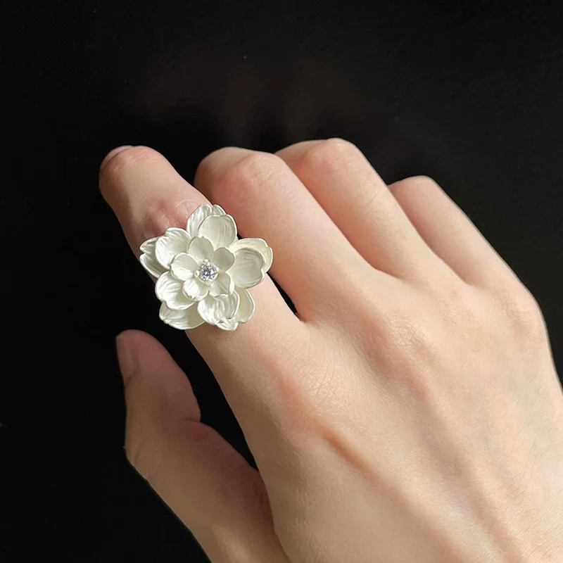 XIYANIKE Sweet Flower Sakura Zircon Adjustable Finger Rings For Women Fashion New Jewelry Accessories Gift Party Wedding Anillos