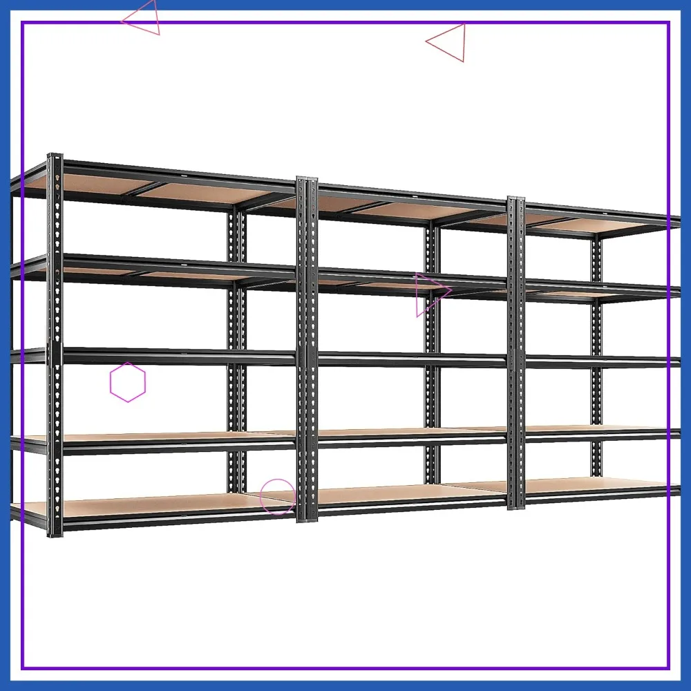 

Сверхпрочный 5-ярусный металлический стеллаж, грузоподъемность 2200 фунтов, регулируемая стойка для хранения в гараже, на складе, в кухне, черный