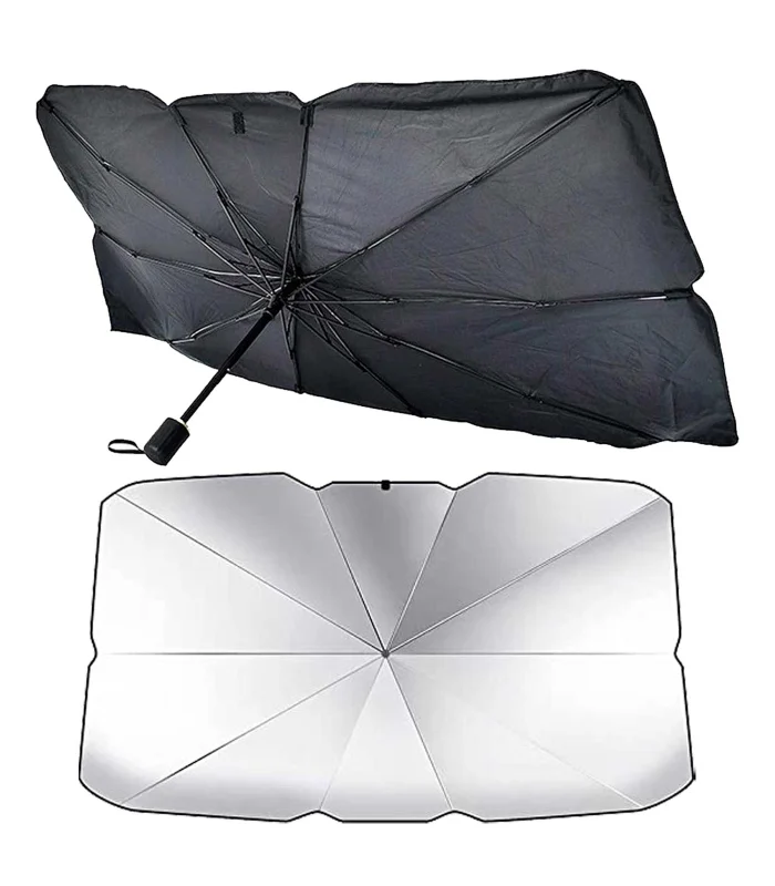 Tradineur-car sunshade with handle-made of fabric/iron-universal size, suitable for all cars-79x140