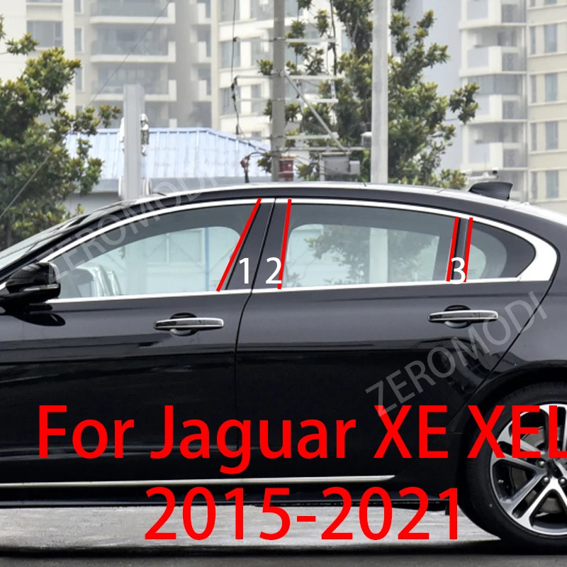 For Jaguar XE XEL 2015 2016 2017 2018 2019 2020 Car B C Pillar Middle Central Column PC Window Strip Sticker Cover Accessories