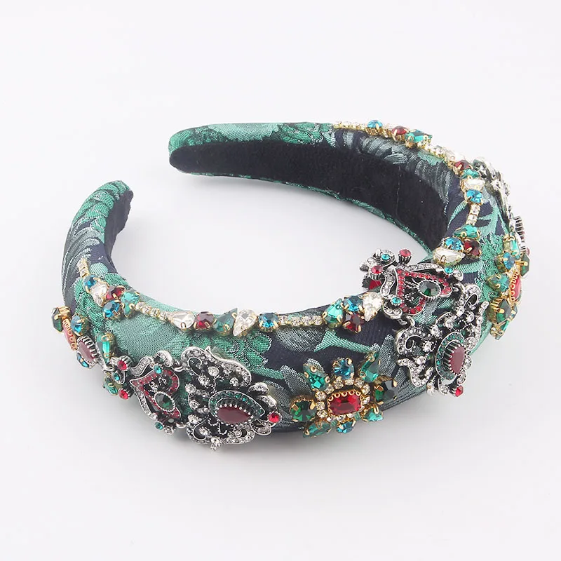 New style exaggerated sponge with diamonds colorful geometric pattern gorgeous baroque headband women's party hair accessories
