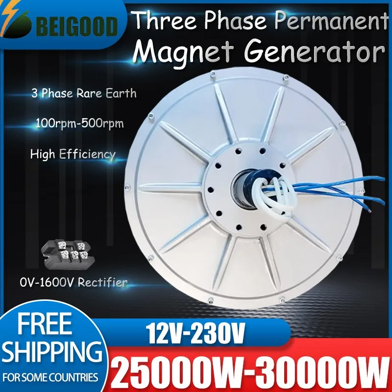 Super Low RPM 500 RPM 25000W 12V 24V 48V 220V 230V 380V Hydraulic Maglev Coreless Generator Low Resistance Quick Start Running