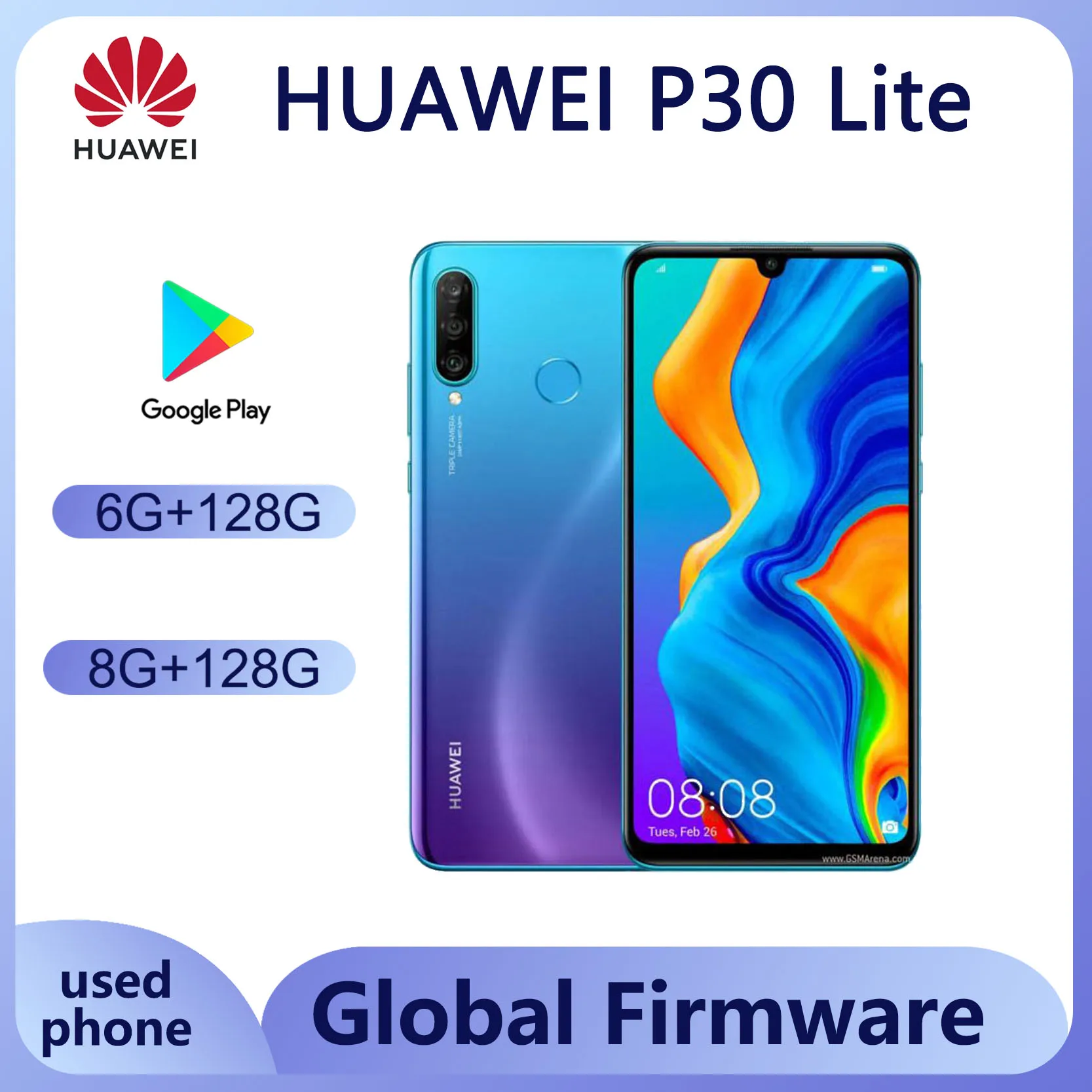 Huawei P30 Lite SmartPhone Kirin 710 4GB 6GB 128GB 6.15inch 3340mAh 24MP Camera full screen Used Phone