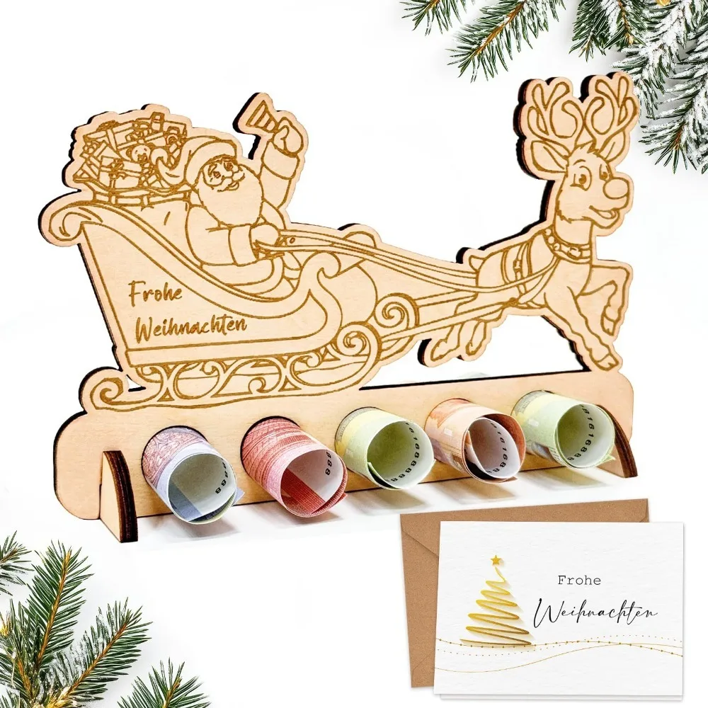 Christmas Wooden Wallet Ornament Merry Christmas Party Decoration 2026 Xmas Surprise Gift Navidad Natal New Year Gift 2027