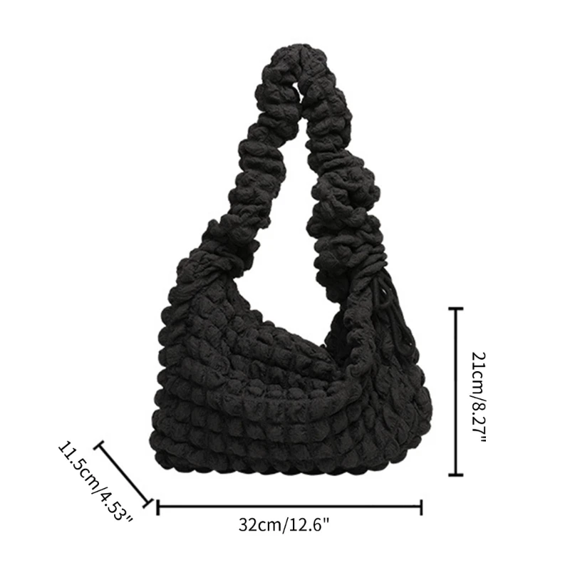 Fashion Crossbody Bag Versatile Shoulder Bags for Girl Women Pleated Drawstring Solid Color Bags Korean Ruched Bag