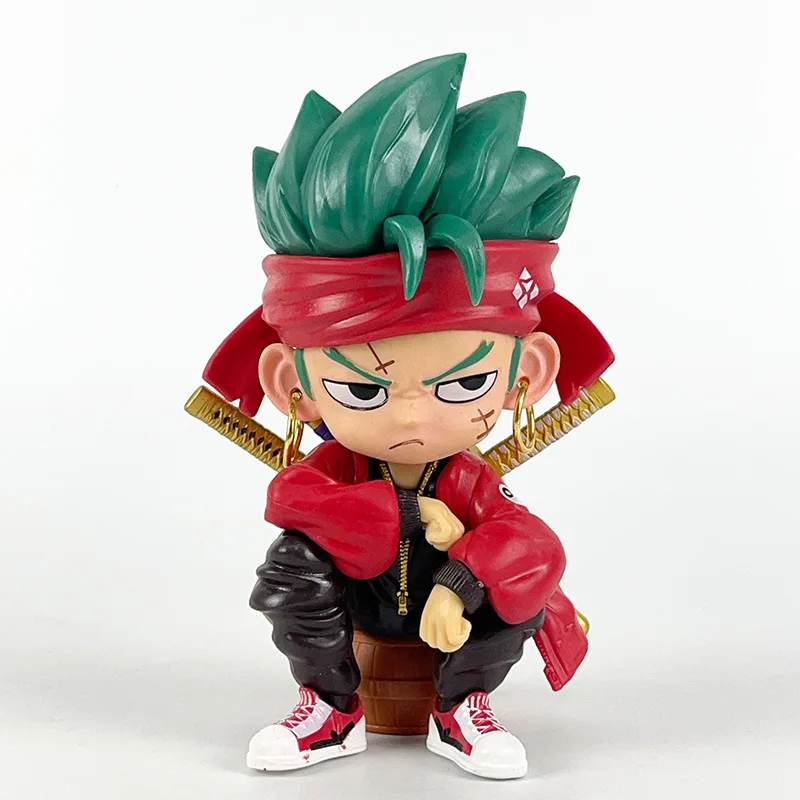 Uma peça figuras de anime roupas populares zoro postura sentada boneca dos desenhos animados modelo estatuetas decoração do carro crianças brinquedos fãs presente