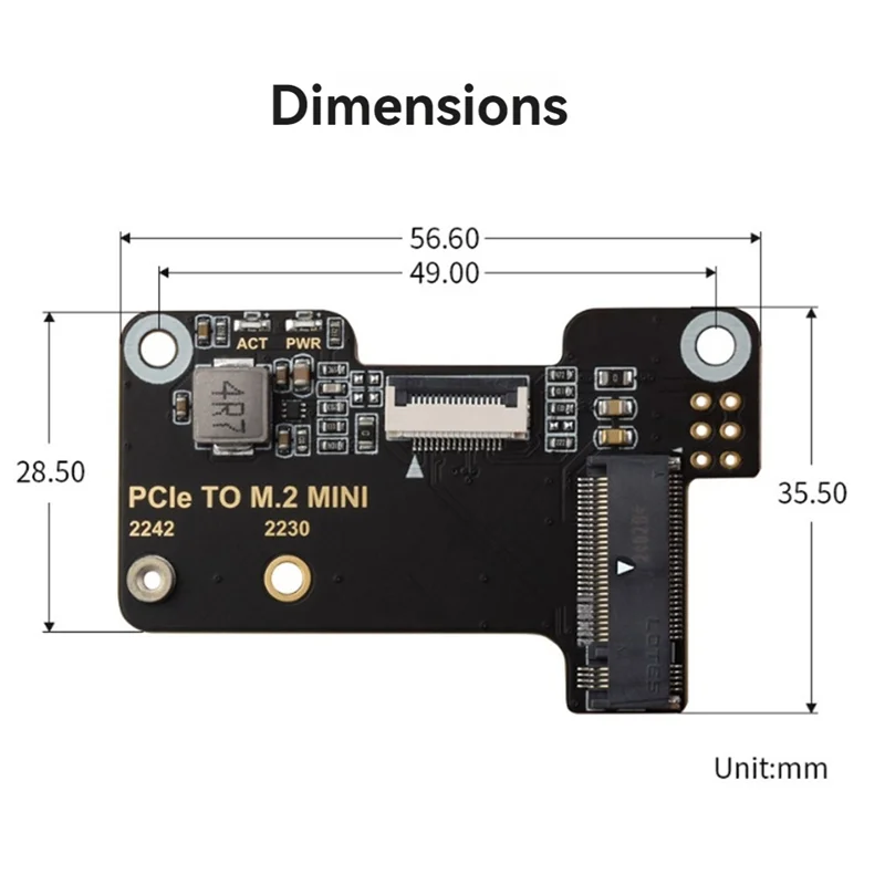 Placa adaptadora b47c para raspberry pi5 pcie para m.2 mini suporte protocolo nvme interface m.2 discos duros