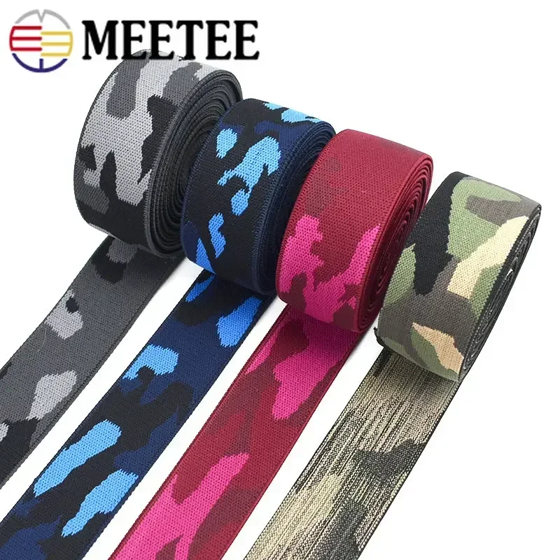 2/5Meters 38mm Camouflage Elastic Bands Jacquard Ribbon Belt Clothing Bra Pants Belts Stretch Rubber Band DIY Sewing Accessories