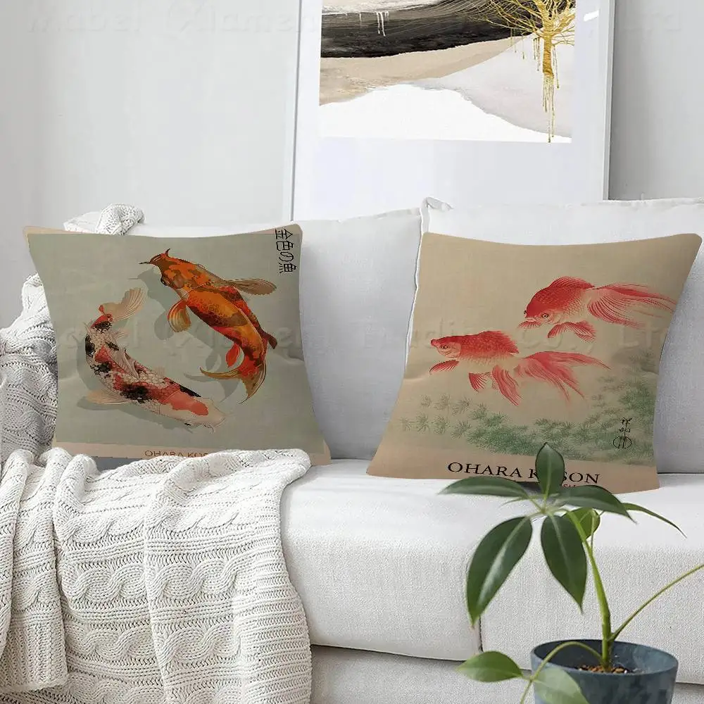 

Hokusai Ohara Koson Japanese Art Cushion Cover Pillowcase Upholstery Sofa Throw Pillow Home Decor Pillowcas