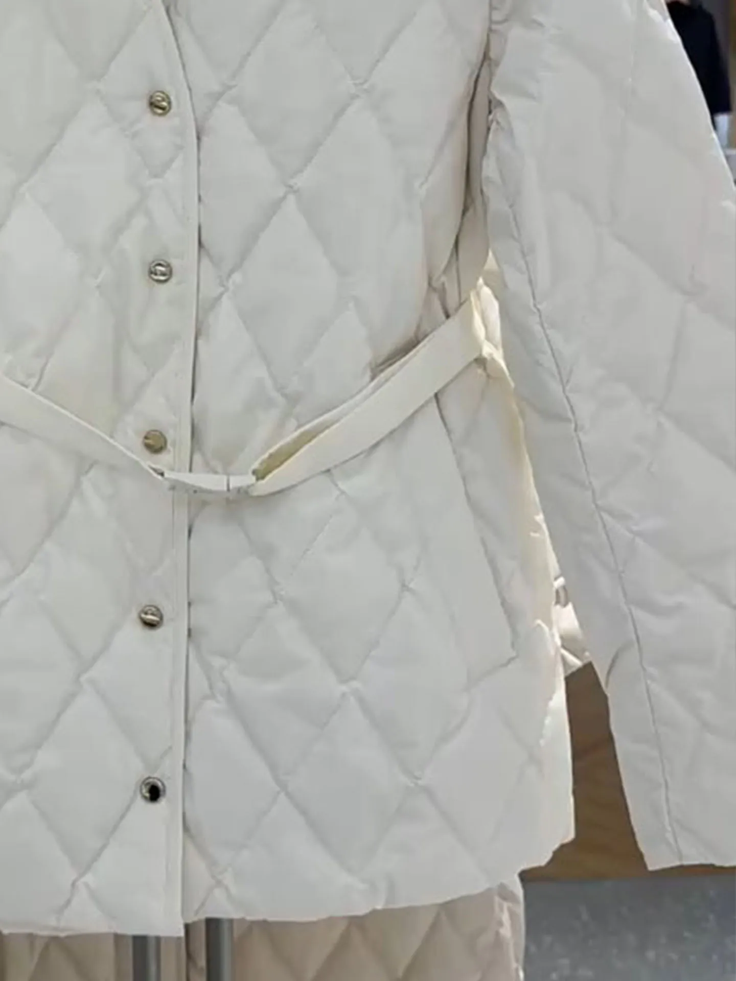 Ele White Puffer Jaet feminino inverno Faion cintura alta gola aba calor premium agasalhos poliéster leve