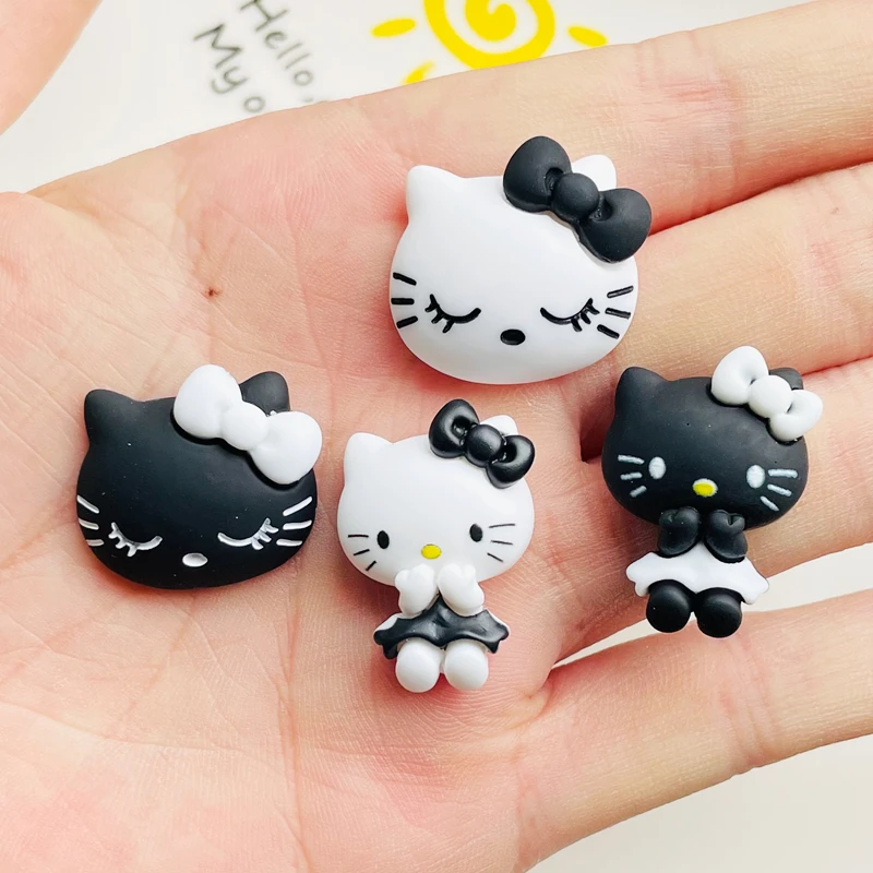 10 Pcs New Mini Kawaii Cartoon Animal Black And White Kitten Resin Scrapbook Diy Jewellery Children Gift Hairpin Accessories A34