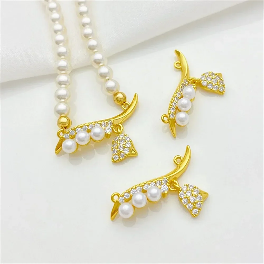 18K مطلية بالذهب زنبق الوادي قطرة الماء حلقة مزدوجة معلقة قلادة اليدوية سوار ذاتي الصنع قلادة مجوهرات اكسسوارات