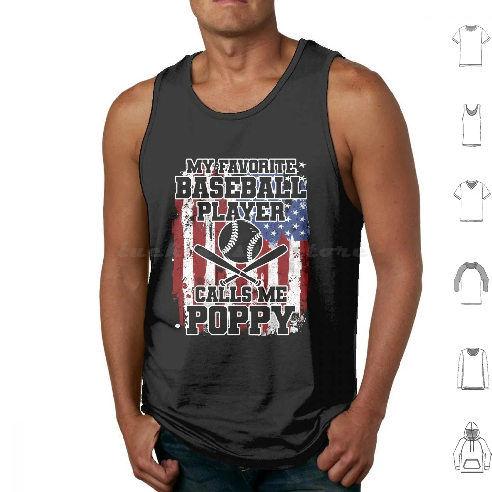 Baseball Poppy Grandfather Usa Flag Tank Tops Vest Sleeveless Usa Flag Grandfather Baseball Grandpa Baseball Poppy