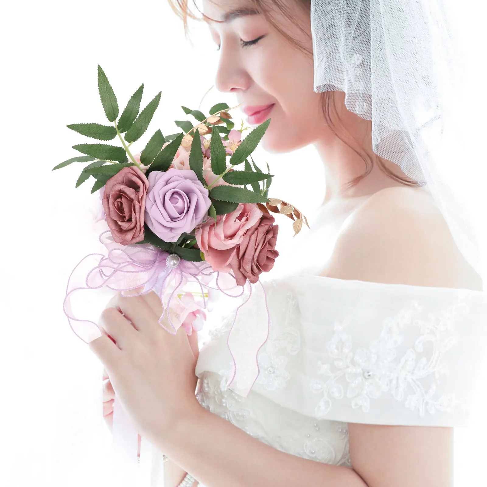 

Handheld Artificial Bridal Bouquets Flowers for Bride Home Party Church Decoration Bouquet Stem