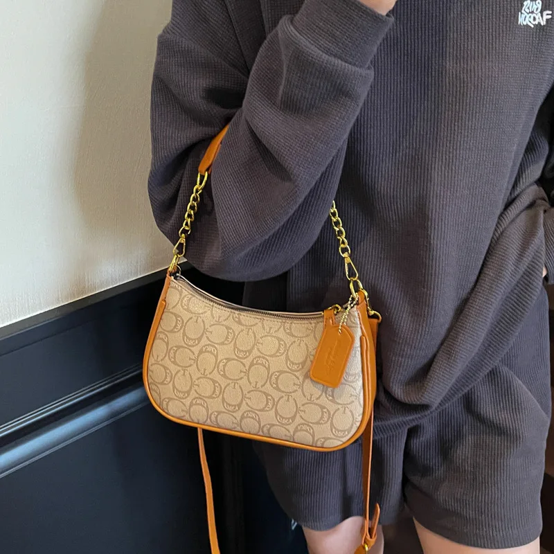 

2025 Monogram Chain Commuter Bag - Retro-Chic Convertible Underarm Purse, Fashion Shoulder Bag with Adjustable Strap