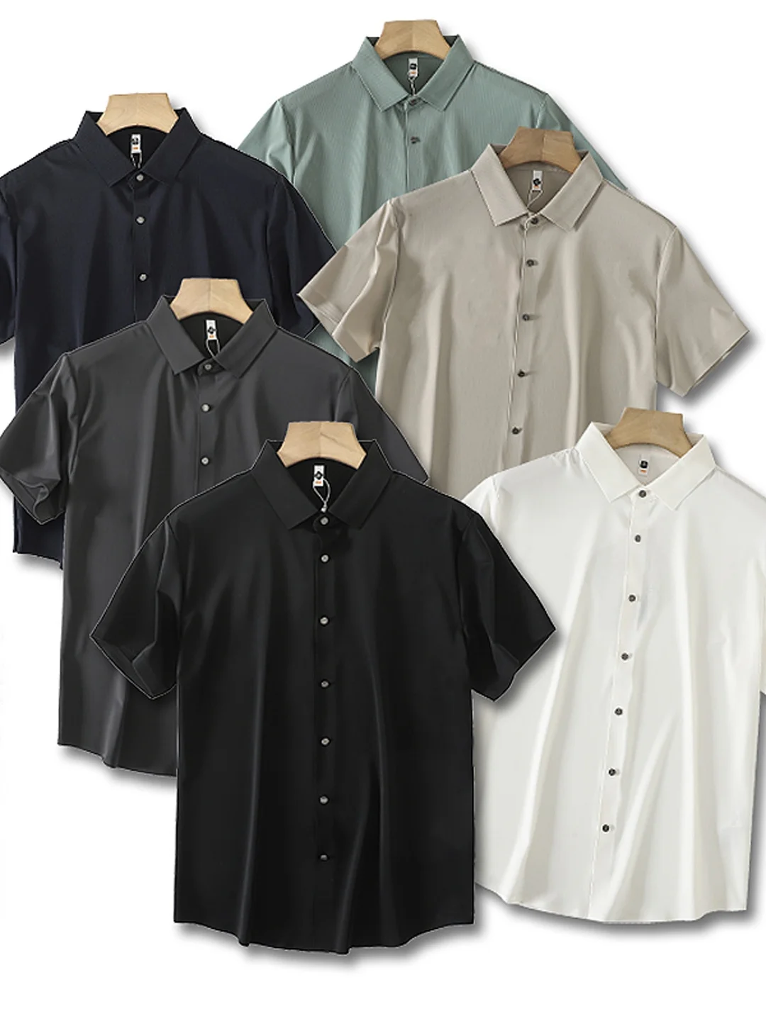 

Comfortable Breathable Men's Casual Short Sleeve Shirt Quick Dry Elastic Fashionable Urban Style Standard Fit Summer Shirt