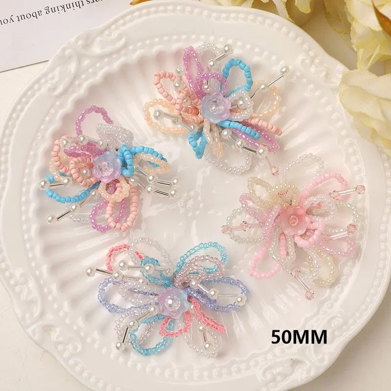 

Colorful Glass Beads Beaded Flower Embellishments Accessories 2pcs Vintage Wholesale Beaded Wedding Ornament Bulk Supplier