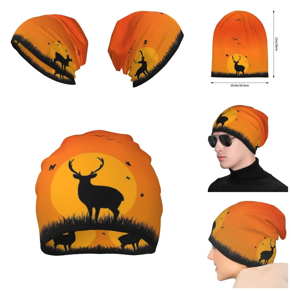 

Deer Setting Sun Unisex locomotive, Beanies Hat For Men And Women Outdoor Hat