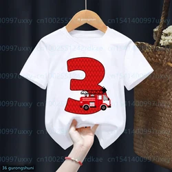 2023 Hot Sale T-Shirt For Boys Funny Basic Fire Truck Birthday Number1-9 th Birthday Party Clothes For Children Kids Tshirts top