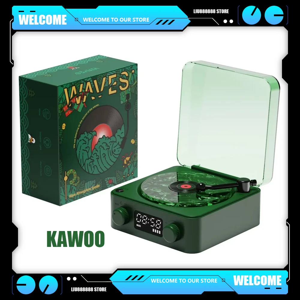 KAWOO New Mini Retro Bluetooth Speaker Tinghai Wireless White Noise Speaker Clock Atmosphere Light Bedroom Gifts for Home