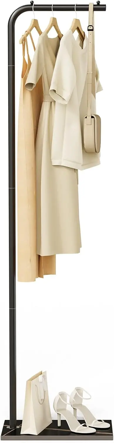 Metal Coat Rack Freestanding, Stable Clothing Rack with Rock Base, 70.8 Inches High, Black
