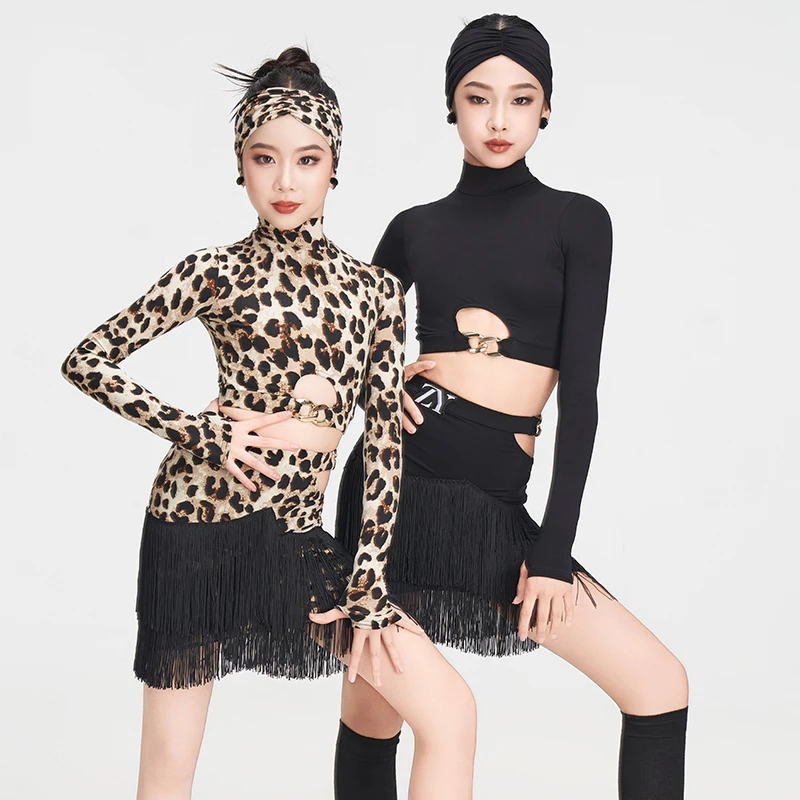 Crianças chacha dança latina franjas traje crianças competição de dança de salão terno meninas samba roupas de dança latina sl14028